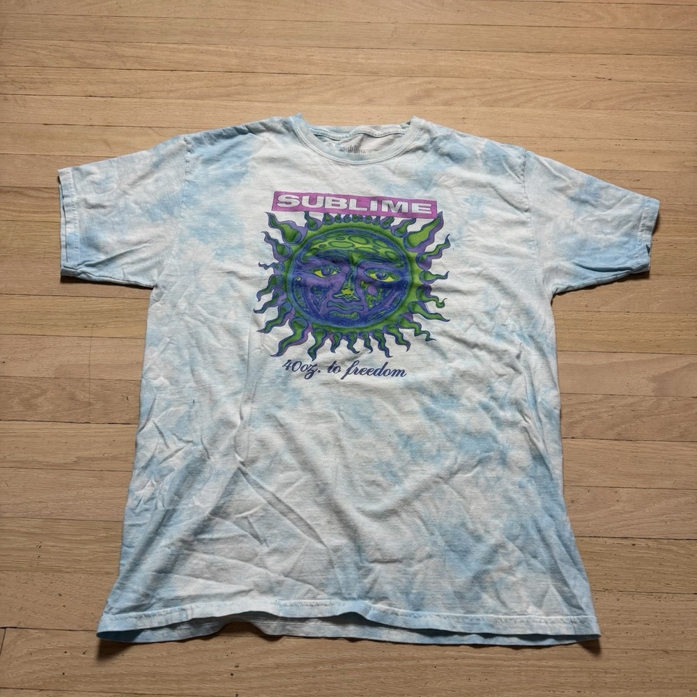 Vintage Style Sublime 40oz to Freedom Sun Face Tie Dye Tee L